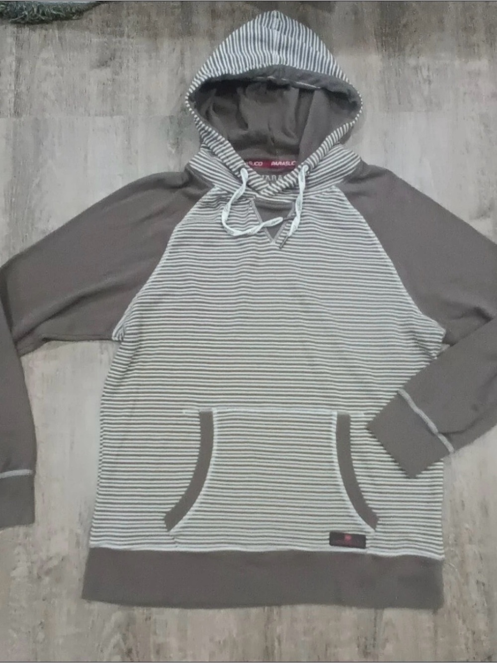 Parasuco Y2K Striped Gray Pullover Hoodie - Size Medium
